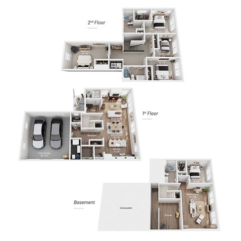 A set of four images showing the layout of a house from above.