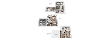 A set of four images showing the layout of a house from above.
