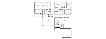 three different floor plans of a house with different floors and bedrooms