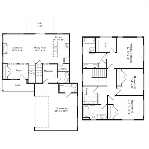 a floor plan of two different floors of a house