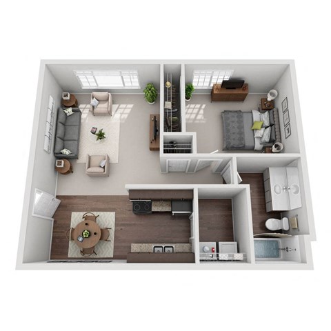 floor plan of a 1 bed 1 bath apartment
