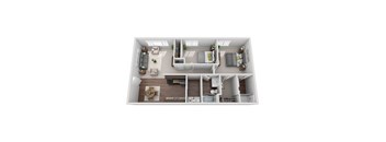 floor plan of a 2 bed 2 bath apartment