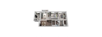 floor plan of a 2 bed 2 bath apartment