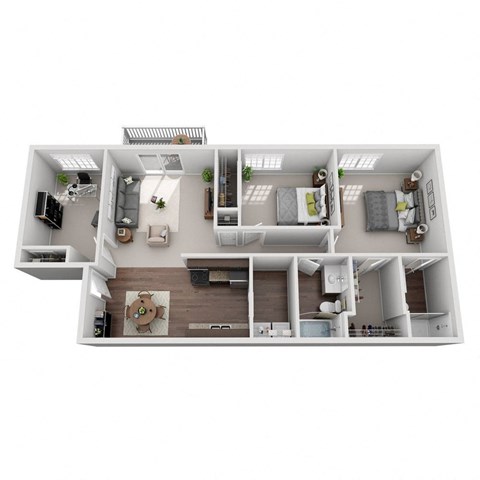 floor plan of a 2 bed 2 bath apartment