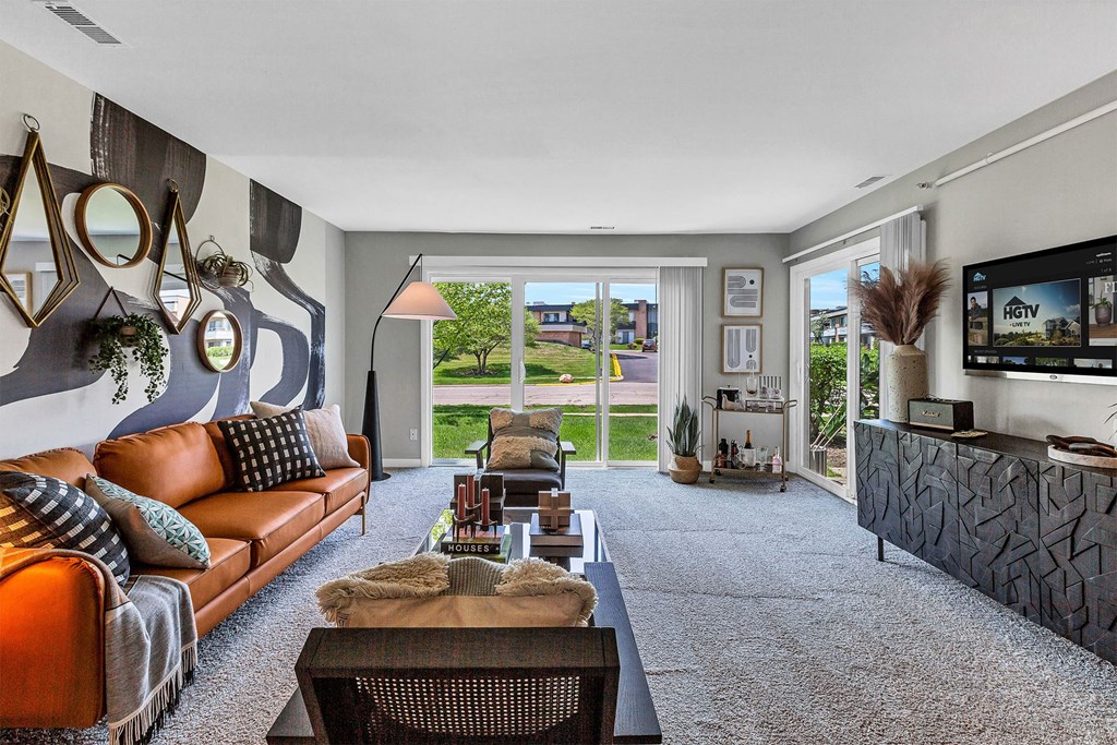 Albion on Northwest Apartment Living Room Double Sliding Door