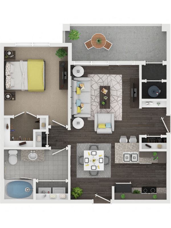 Boterra at Lago Mar Apartments Floor Plan A2 1 Bed 1 Bath