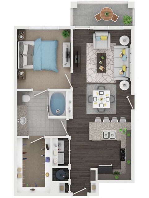 Boterra at Lago Mar Apartments Floor Plan A3 1 Bed 1 Bath