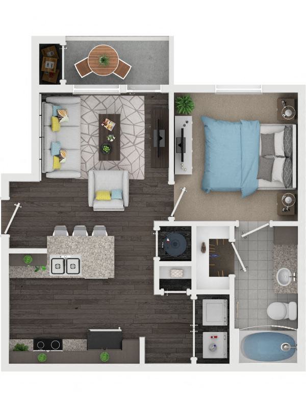 Boterra at Lago Mar Apartments Floor Plan A 1 Bed 1 Bath