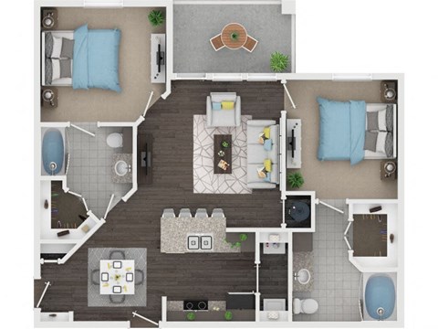 Boterra at Lago Mar Apartments Floor Plan B1 2 Bed 2 Bath