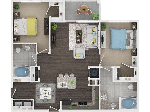 Boterra at Lago Mar Apartments Floor Plan B2 2 Bed 2 Bath