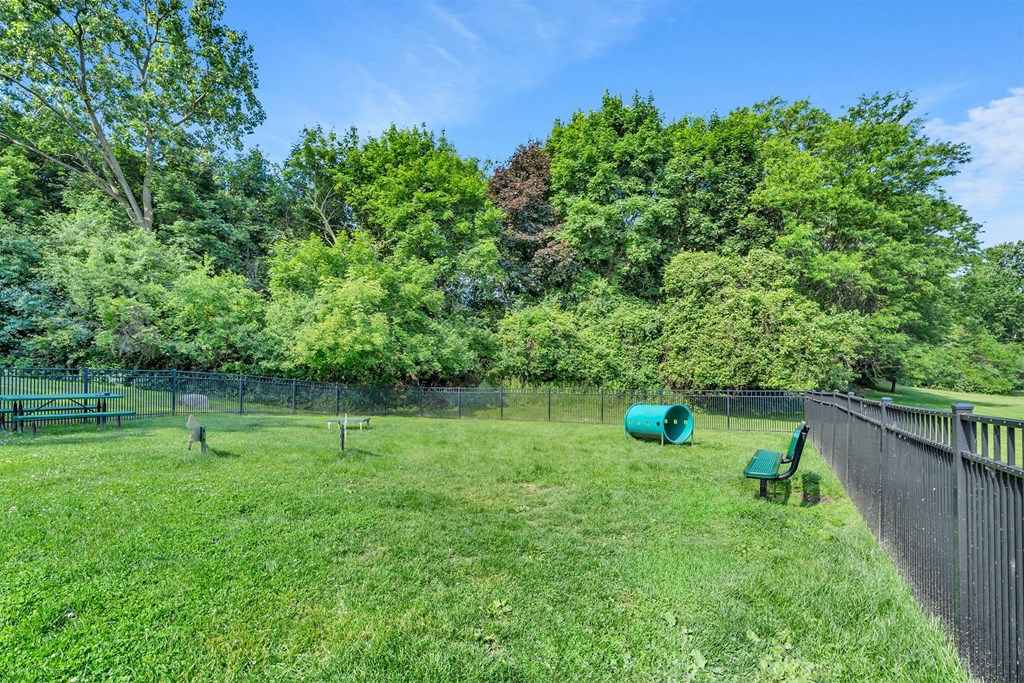 A park with a green lawn and trees.