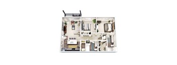 a 3d floor plan of a studio apartment