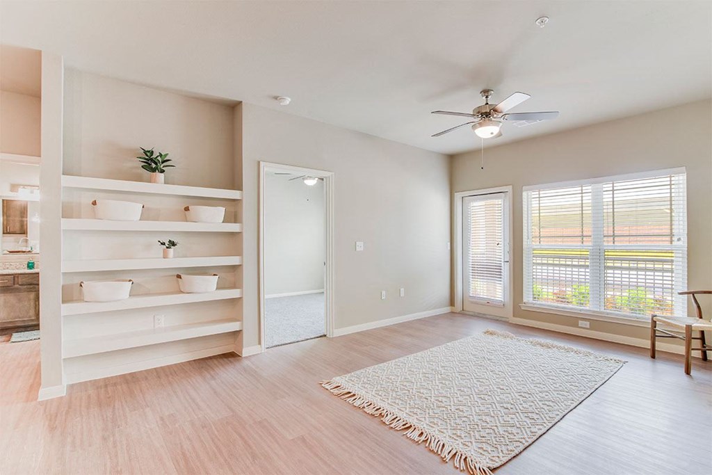 Boterra at Lago Mar Living Room with Built In Shelves