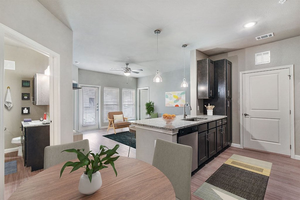 dining area and kitchen area of model apartment