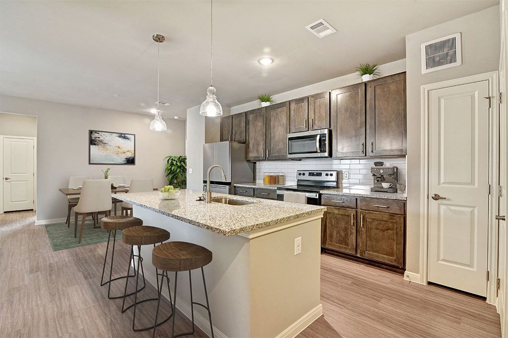kitchen with island and stainless steel appliances