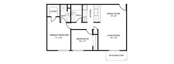 a floor plan of a house with a bedroom and a living room