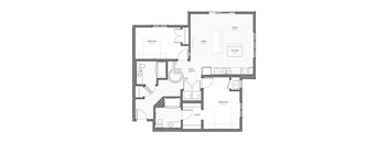 A black and white floor plan of a house with labeled rooms.