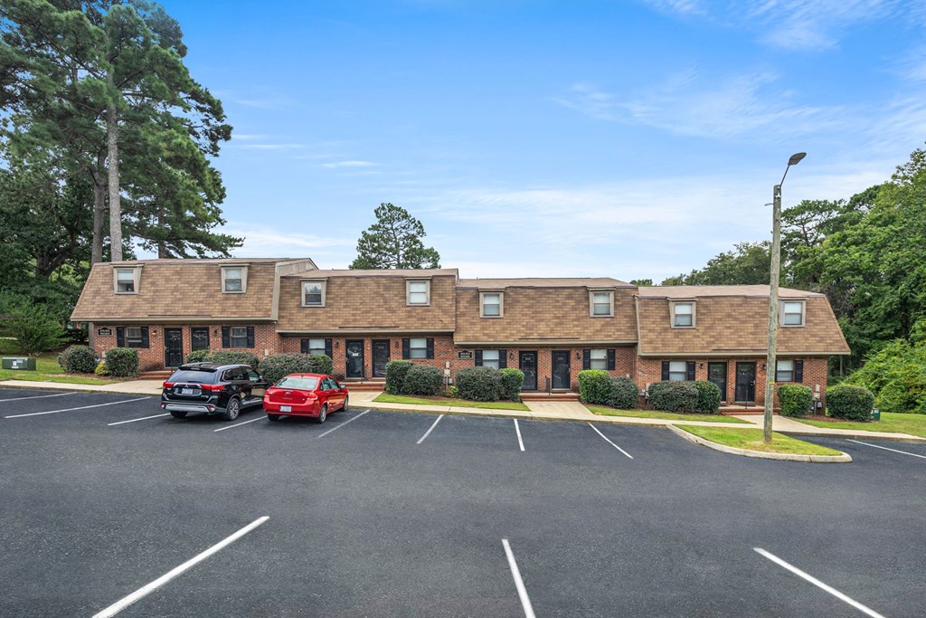 apartment exterior and parking lot