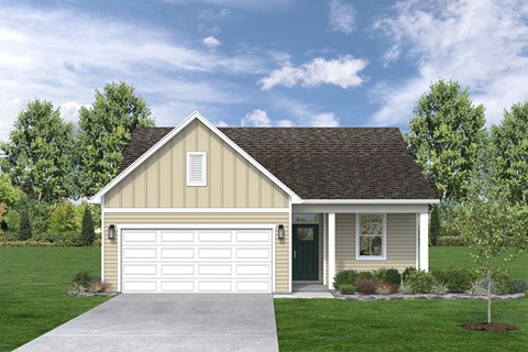 the front view of a home with a garage door