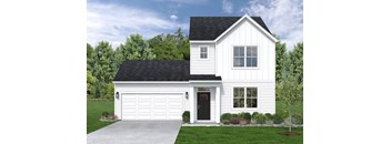 a white house with a black roof and a driveway