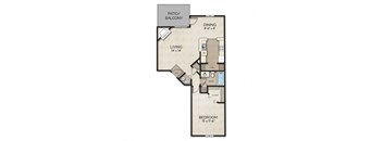 1 bed 1 bath apartment floor plan