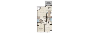 2 bed 2 bath apartment floor plan