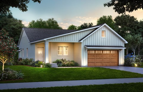 a rendering of a home with a garage door