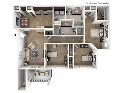 Champions Gate Apartments in San Antonio D1 Floor Plan