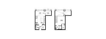 A floor plan of a two-story house with a living room, bedrooms, and a kitchen.