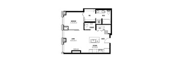 A black and white floor plan of a house with labeled rooms.