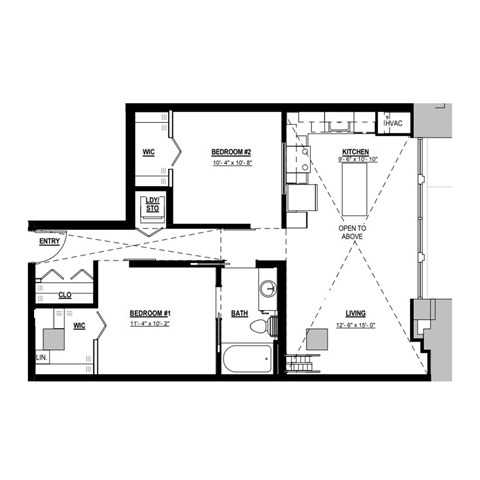 A black and white floor plan of a house with labeled rooms.