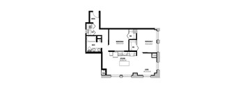 A black and white image of a floor plan for a home.