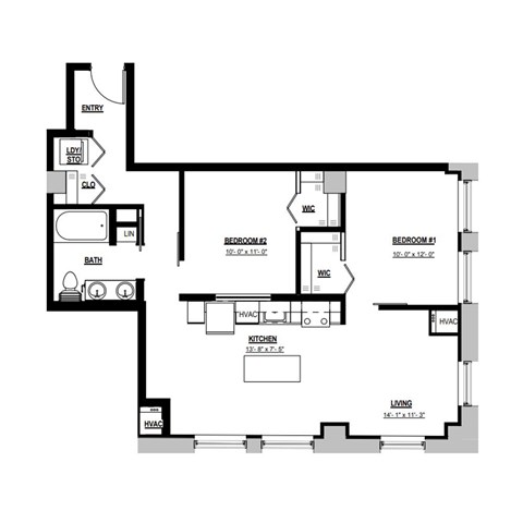 A black and white image of a floor plan for a home.