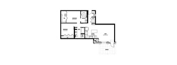 A black and white floor plan of a two bedroom apartment.