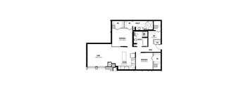 A black and white image of a floor plan for a house.