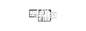 A black and white floor plan of a house with labeled rooms.