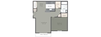floor plan of a 1 bed 1 bath apartment