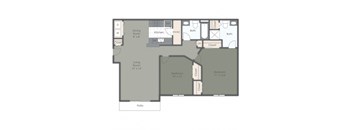 floor plan of a 2 bed 2 bath apartment