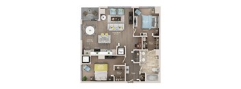 2 bed 1 bath apartment floor plan