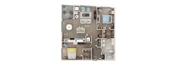 2 bed 1 bath apartment floor plan