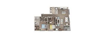 a 3 bedroom floor plan  503 square feet
