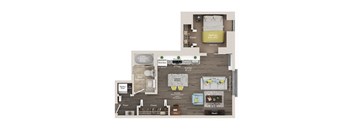 1 bed 1 bath apartment floor plan