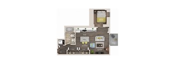 1 bed 1 bath apartment floor plan