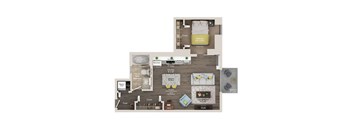 1 bed 1 bath apartment floor plan