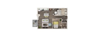 1 bed 1 bath apartment floor plan