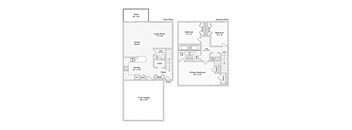 A floor plan of a two-story house with a garage.