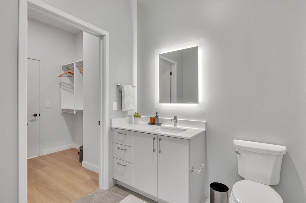 a bathroom with a toilet sink and a mirror