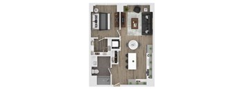 1 bed 1 bath apartment floor plan