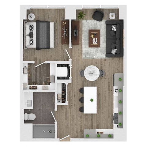 1 bed 1 bath apartment floor plan