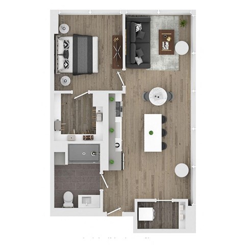 1 bed 1 bath apartment floor plan